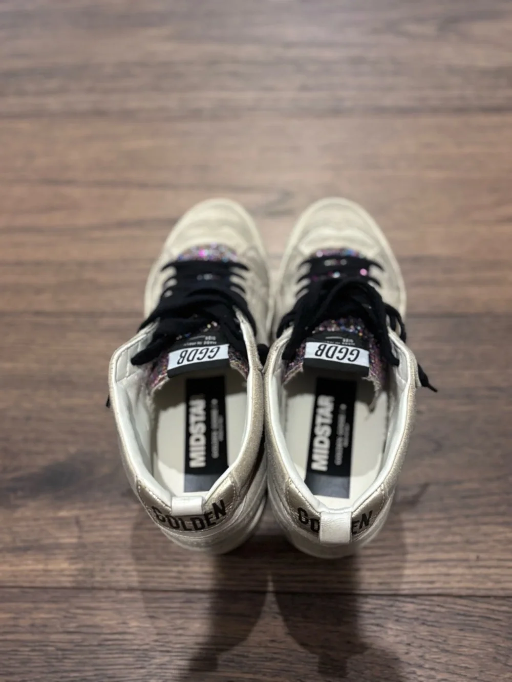 Golden Goose GGDB Glitter mid- star Sneakers in Beige with Multicolor Glitter - Picture 6 of 8